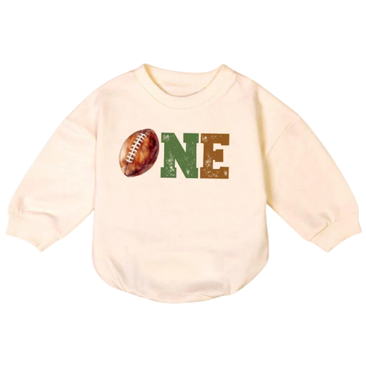 One Football Baby Romper Sweatshirt, Football 1st Birthday Romper Sweater BB0228