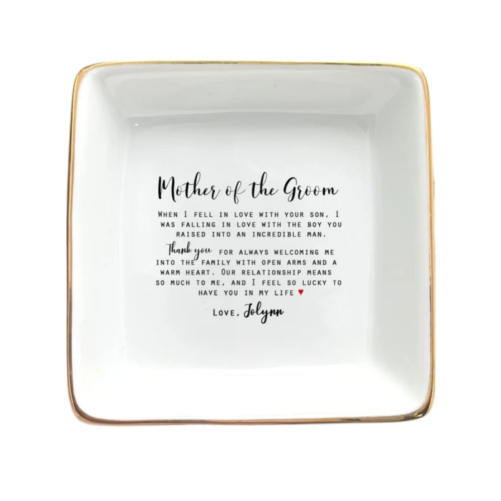 Custom Name Mother of the Groom Ring Dish, Custom Wedding Jewelry Dish From Bride For Mother In Law WD0137