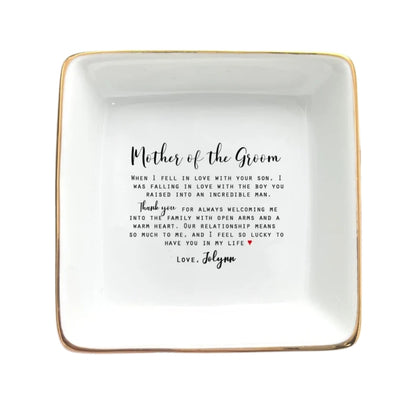 Custom Name Mother of the Groom Ring Dish, Custom Wedding Jewelry Dish From Bride For Mother In Law WD0137