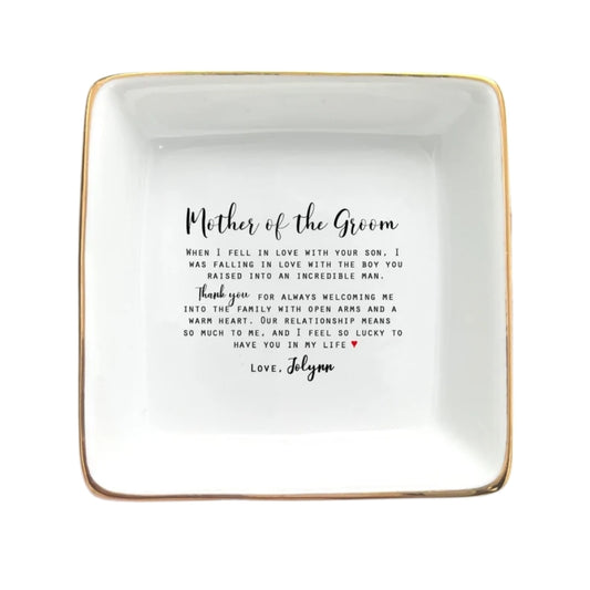 Custom Name Mother of the Groom Ring Dish, Custom Wedding Jewelry Dish From Bride For Mother In Law WD0137