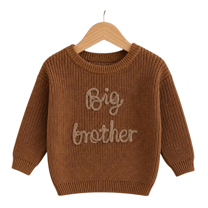 Big Brother Little Brother Baby Embroidered Knit Sweatshirt, Baby Brother Sibling Sweatshirt BB0797