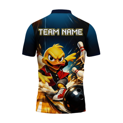 Custom Funny Duck Men's Bowling Polo Shirt, Custom Duck Bowling Team Shirts BZ0457
