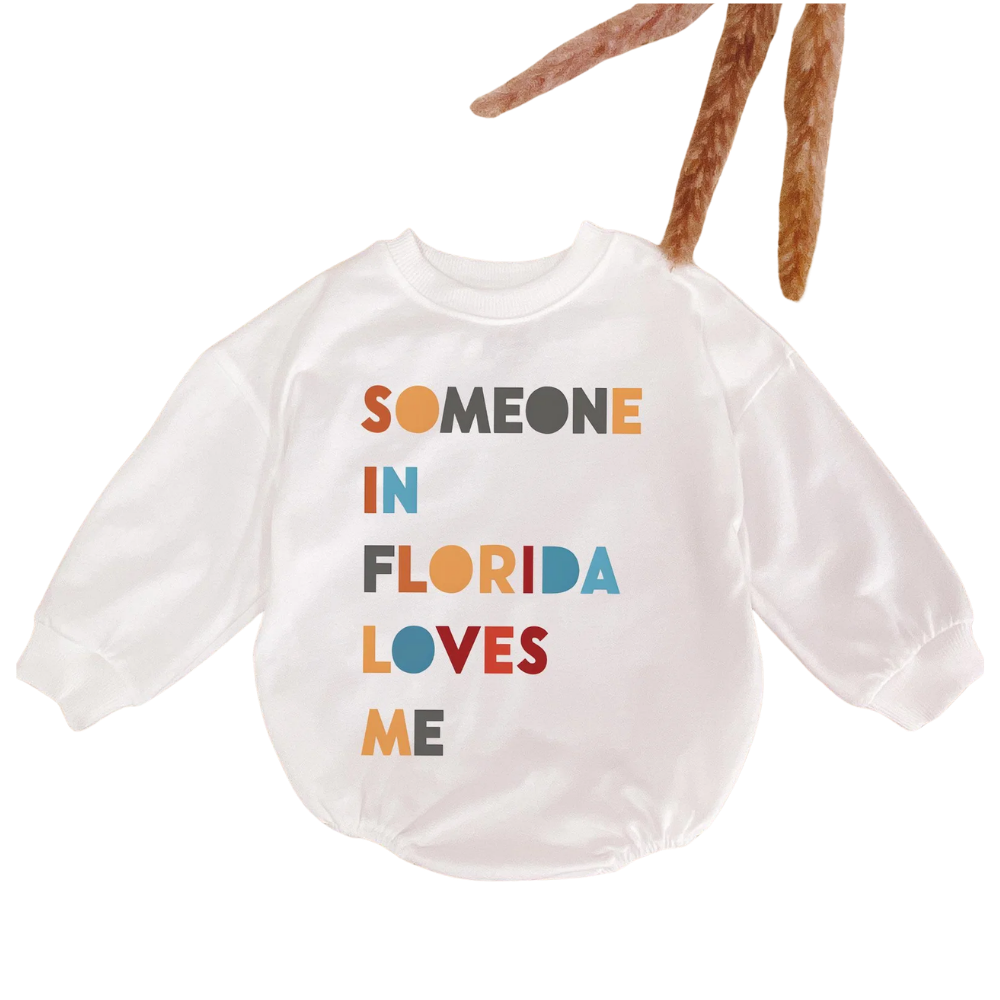 Someone In Florida Loves Me Baby Romper Sweatshirt, Florida Long Distance Romper Sweatshirt For Baby BB0542