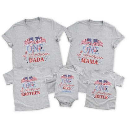 One All American Custom 1st Birthday Matching Family 4th Of July T Shirts, Custom Fourth Of July Birthday Family Shirts ET0676