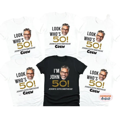 Custom Face 50th Birthday Matching T Shirts, Custom Photo Birthday Party Matching Shirts For Group ET0864