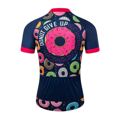 Donut Give Up Cycling Short Sleeve Jersey For Mens, Men's Funny Donut Cycling Jerseys CZ0066