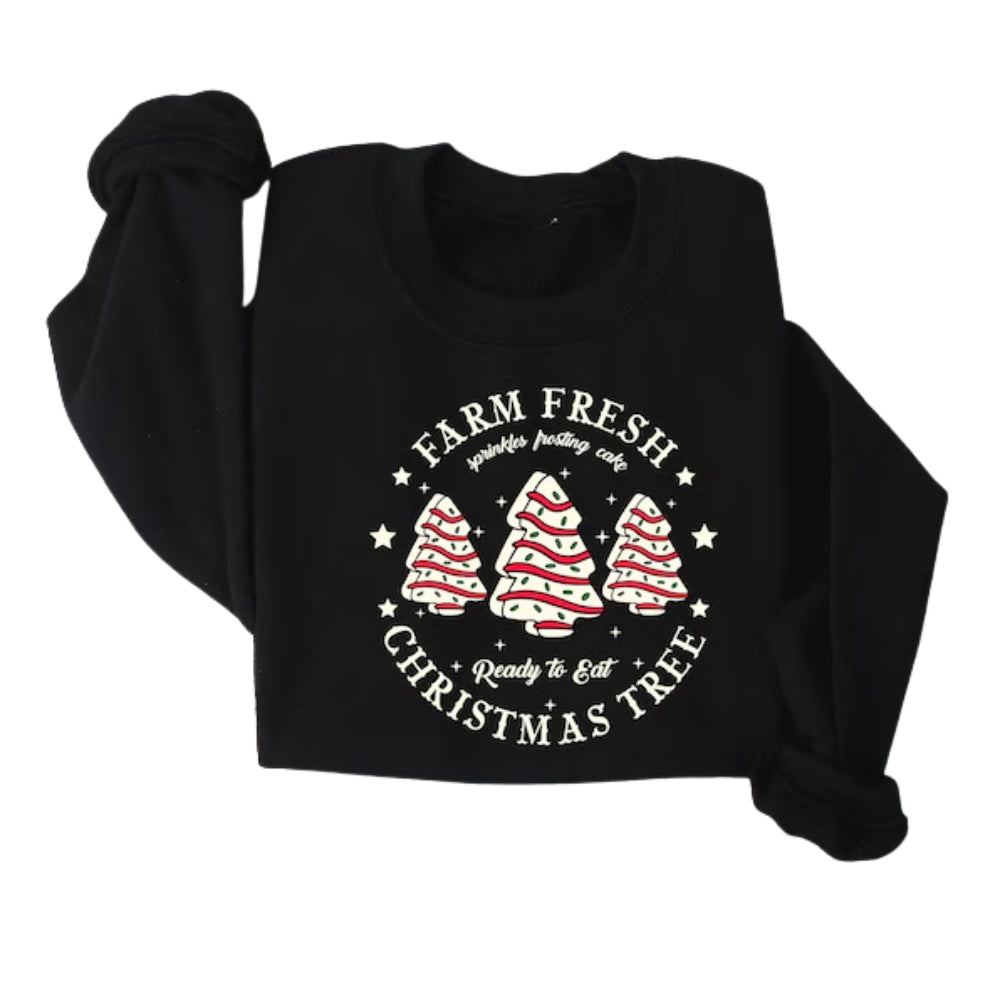 Farm Fresh Christmas Tree Cake Sweatshirt, Christmas Sweatshirt For Farmer 2D0566