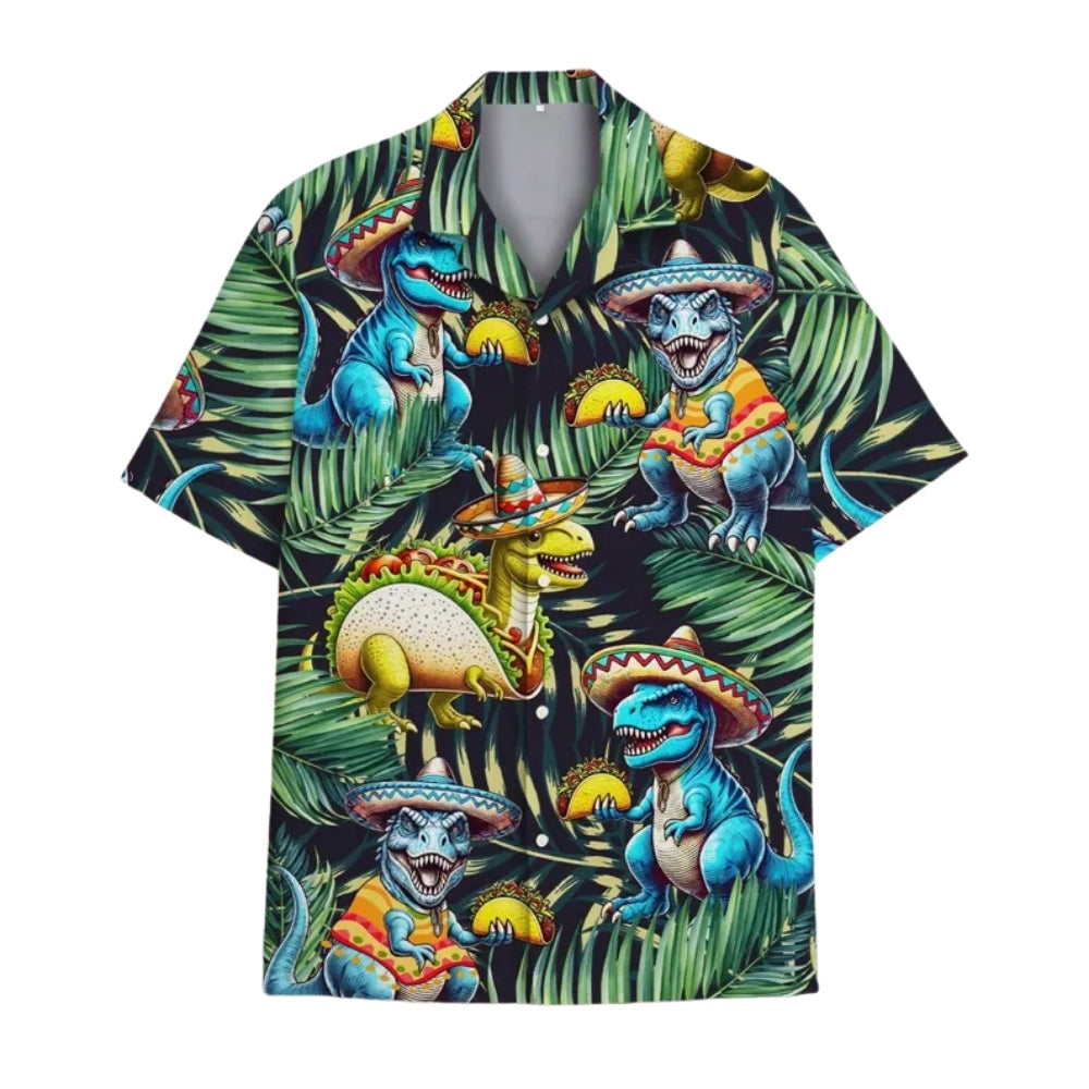 Taco Dinosaur Tropical Hawaiian Shirt For Men Women, Dinosaur Mexico Hawaiian Shirts HE0025