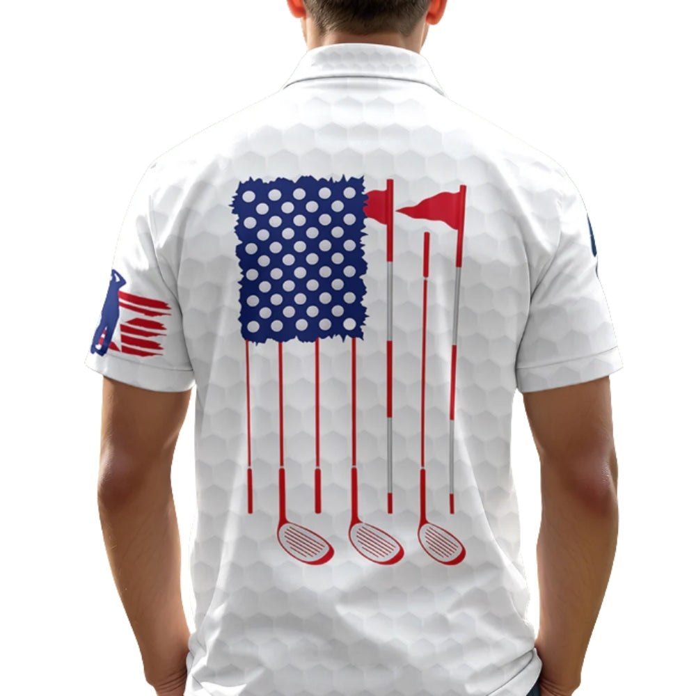 Custom American Flag Argyle Golf Men Polo Shirt, Custom Patriotic Golf Shirts GZ0255