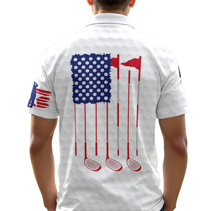 Custom American Flag Argyle Golf Men Polo Shirt, Custom Patriotic Golf Shirts GZ0255