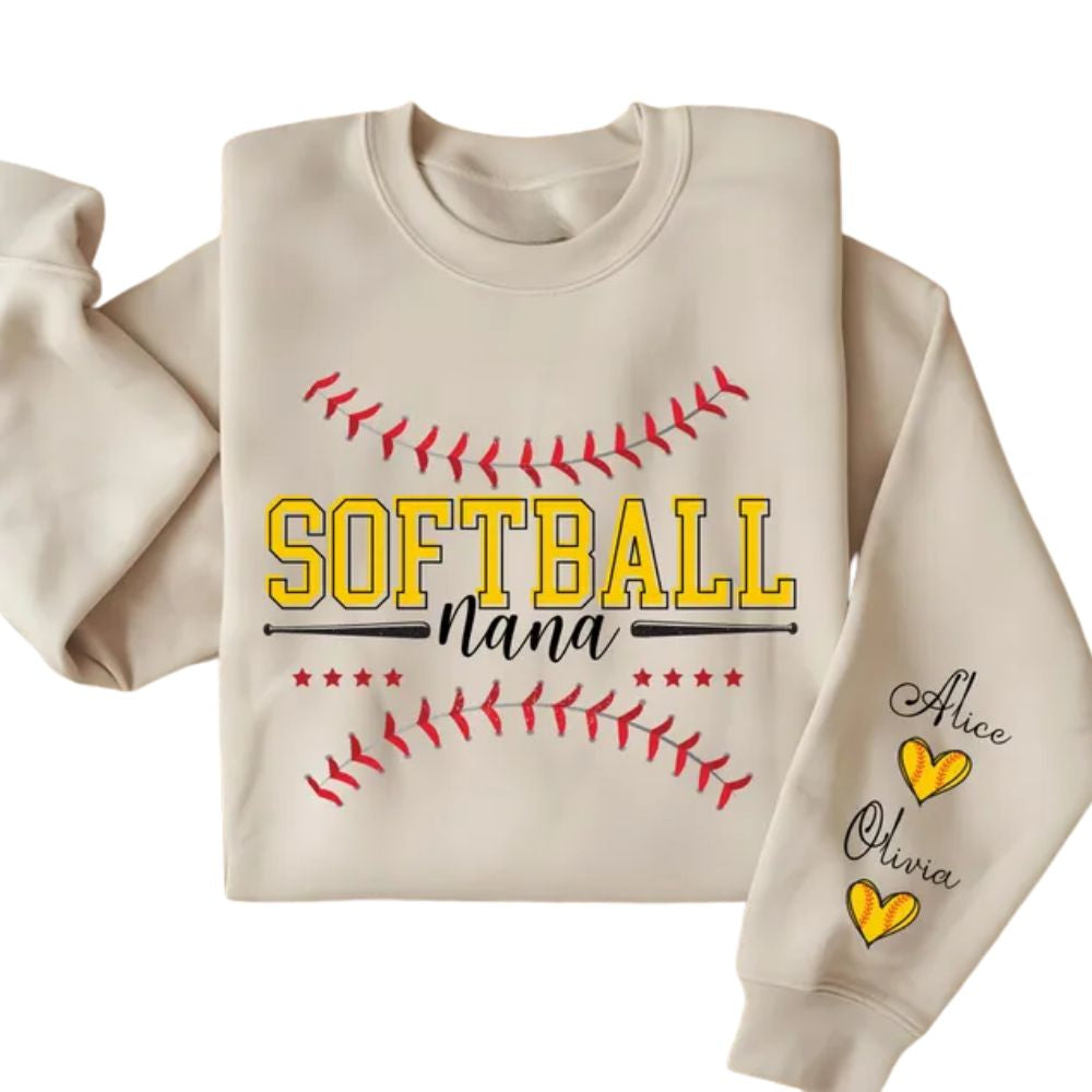 Custom Softball Nana Sweatshirt, Custom Softball Sweatshirt For Grandma 2D0836