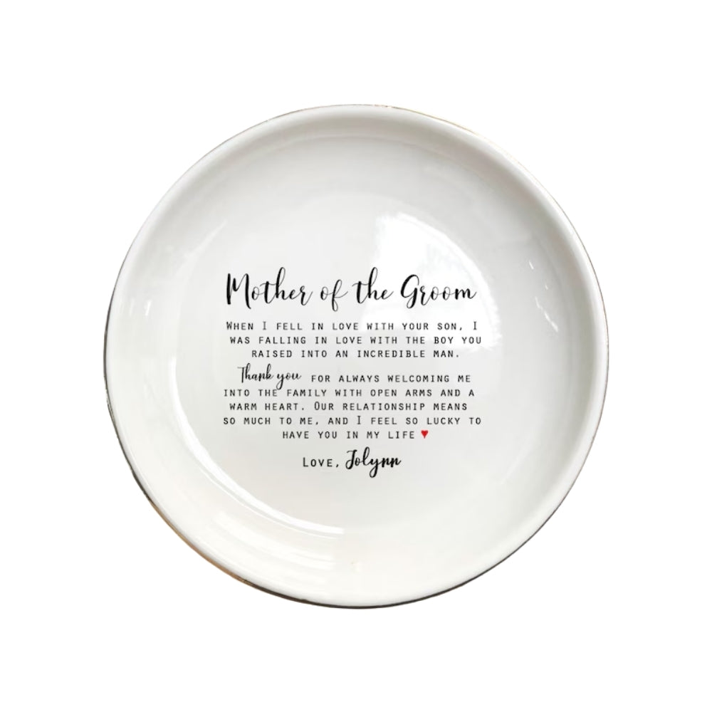 Custom Name Mother of the Groom Ring Dish, Custom Wedding Jewelry Dish From Bride For Mother In Law WD0137