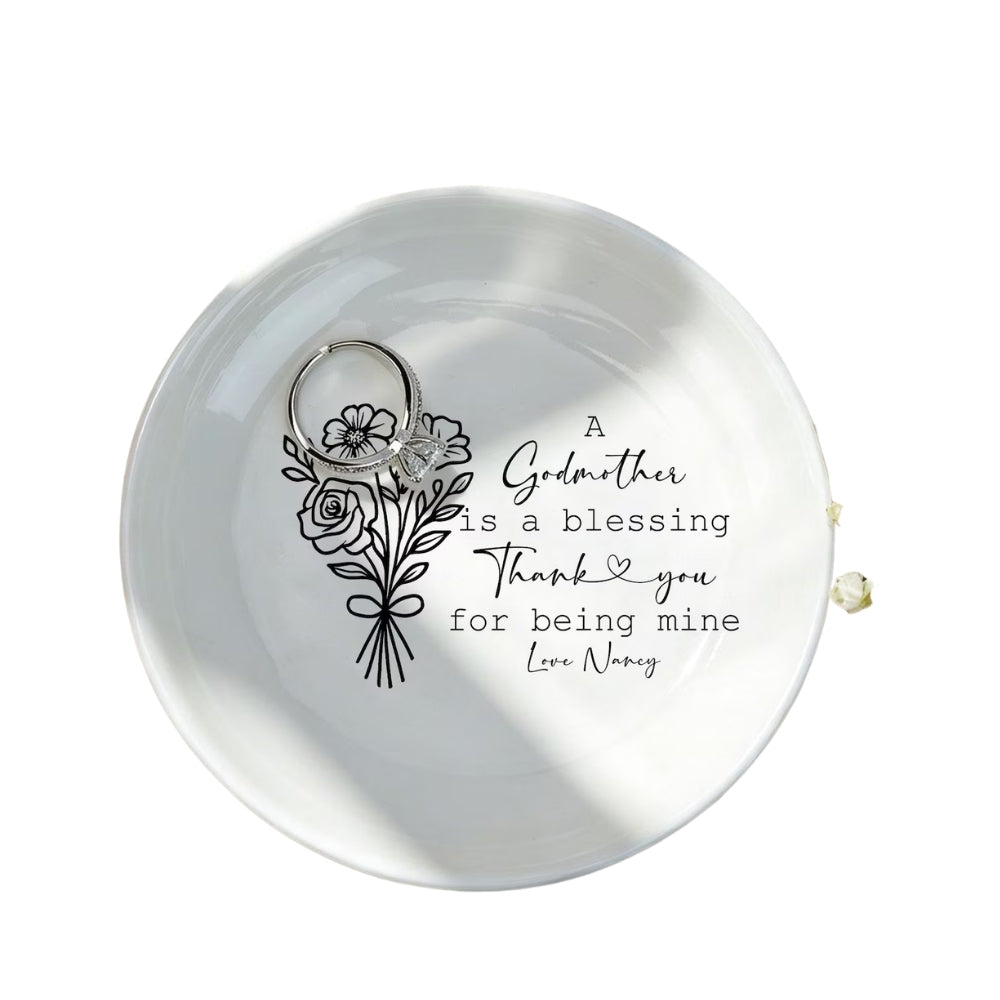 A Godmother Is A Blessing Custom Wedding Jewelry Dish, Personalized Godmother Ring Dish From Bride WD0308