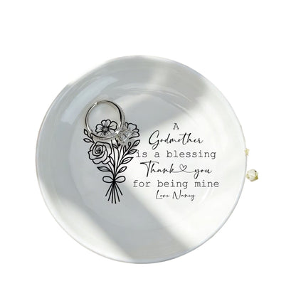 A Godmother Is A Blessing Custom Wedding Jewelry Dish, Personalized Godmother Ring Dish From Bride WD0308
