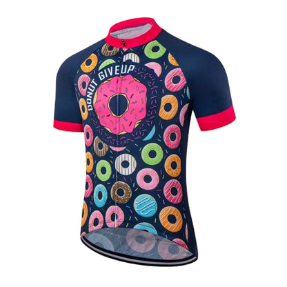 Donut Give Up Cycling Short Sleeve Jersey For Mens, Men's Funny Donut Cycling Jerseys CZ0066