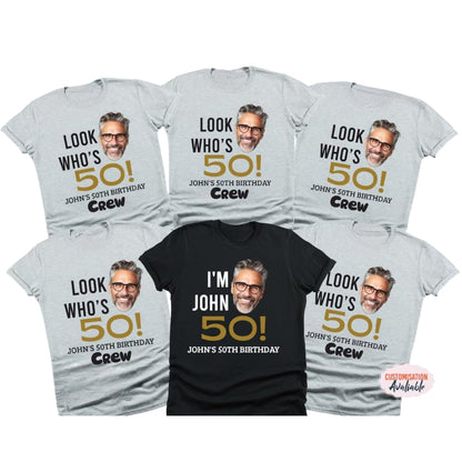 Custom Face 50th Birthday Matching T Shirts, Custom Photo Birthday Party Matching Shirts For Group ET0864