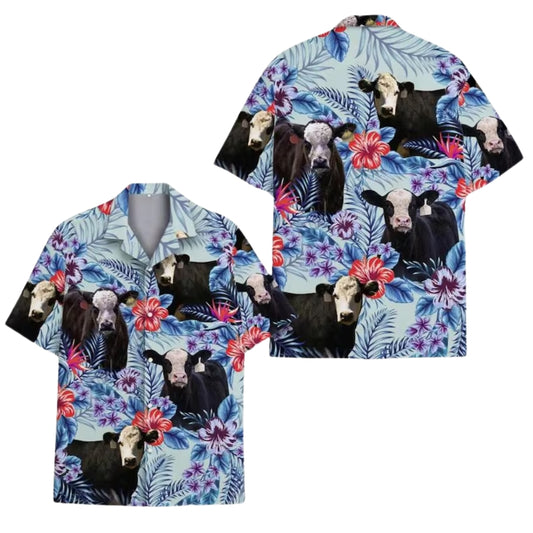 Black Cow Floral Hawaiian Shirt For Men And Women, Tropical Cow Hawaiian Shirt For Farmer HE0435