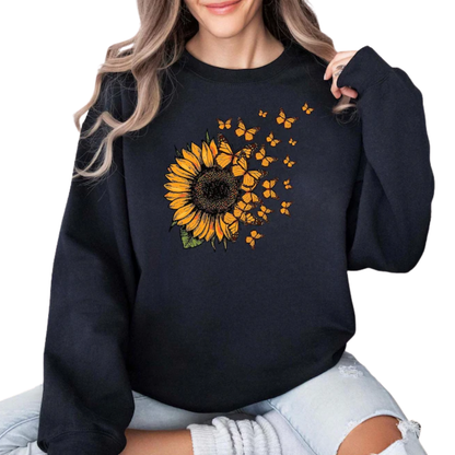 Sunflower And Butterfly Sweatshirt For Women, Sunflower Lover Sweatshirts 2D0896