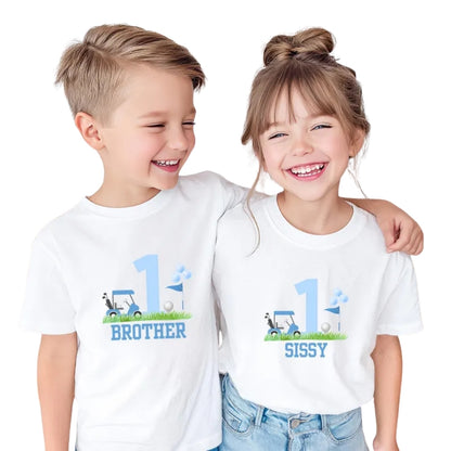 Custom Golf Matching First Birthday Family T Shirts, Custom 1st Birthday Family Shirts ET0241