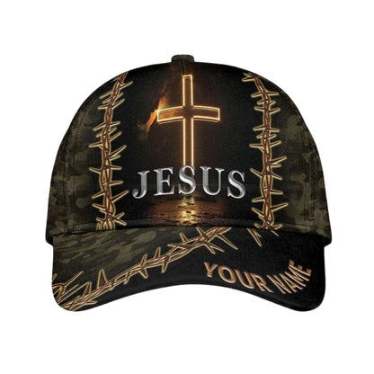 Custom Jesus Cross Camo Baseball Cap, Custom Christian Hats Caps CP0088