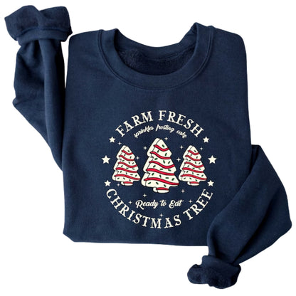 Farm Fresh Christmas Tree Cake Sweatshirt, Christmas Sweatshirt For Farmer 2D0566