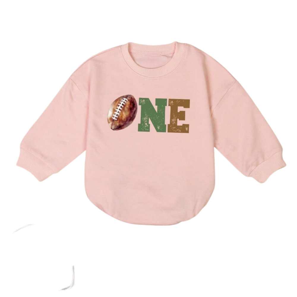 One Football Baby Romper Sweatshirt, Football 1st Birthday Romper Sweater BB0228