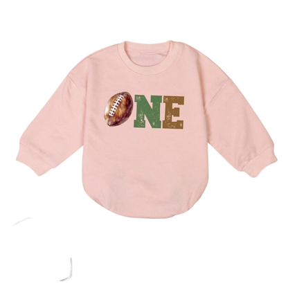 One Football Baby Romper Sweatshirt, Football 1st Birthday Romper Sweater BB0228