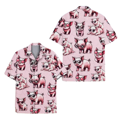Pink Pigs Hawaiian Shirts Women Men, Pigs Lover Hawaiian Shirts HE0026
