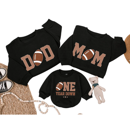 One Year Down Matching Football First Birthday Family Sweatshirts, Football 1st Birthday Sweatshirt Family ET1567