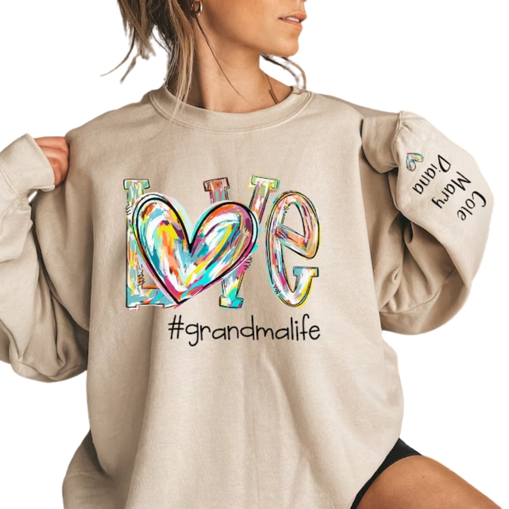 Custom Love Grandmalife Tie Dye Sweatshirt, Custom Grandma Sweatshirt 2D0236