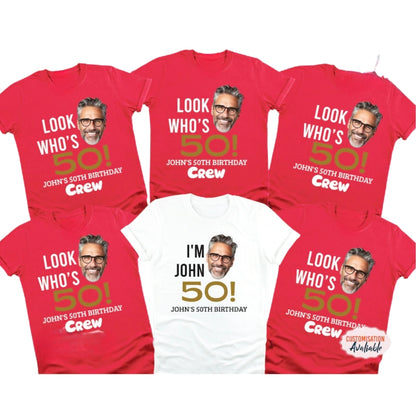 Custom Face 50th Birthday Matching T Shirts, Custom Photo Birthday Party Matching Shirts For Group ET0864
