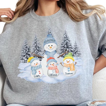 Custom Grandma Christmas Snowman Sweatshirt, Custom Sweatshirt For Grandma Mama 2D0756