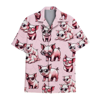 Pink Pigs Hawaiian Shirts Women Men, Pigs Lover Hawaiian Shirts HE0026