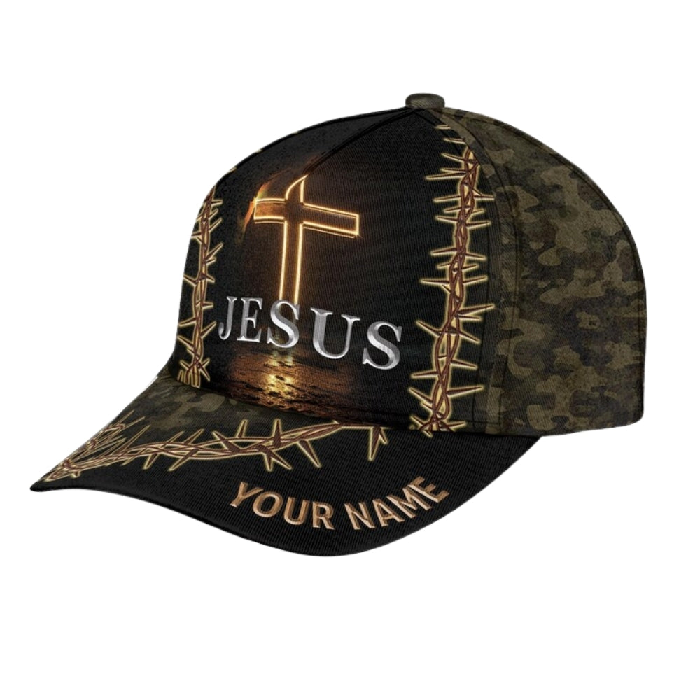 Custom Jesus Cross Camo Baseball Cap, Custom Christian Hats Caps CP0088