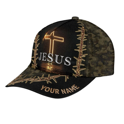 Custom Jesus Cross Camo Baseball Cap, Custom Christian Hats Caps CP0088
