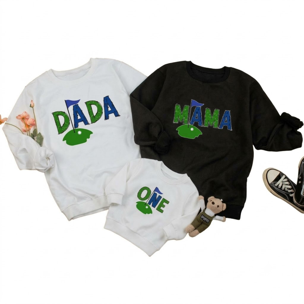 Custom Golf First Birthday Matching Family Sweatshirt, Custom 1st Birthday Golf Shirts For Family ET1568