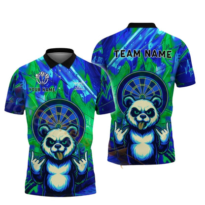 Custom Funny Panda Graffiti Dart Polo Shirt Mens, Custom Panda Darts Team Shirts DZ0067