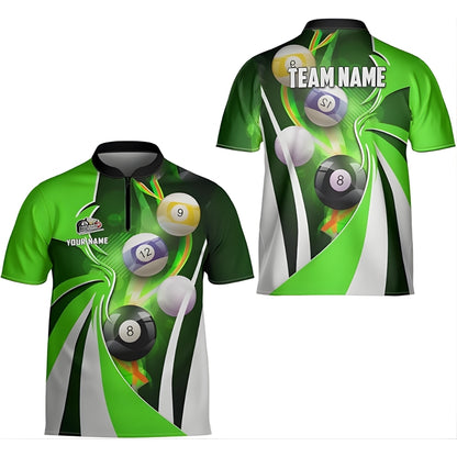 Custom Green White Billiard Team Jersey For Men, Custom Billiard Shirts BIZ0173