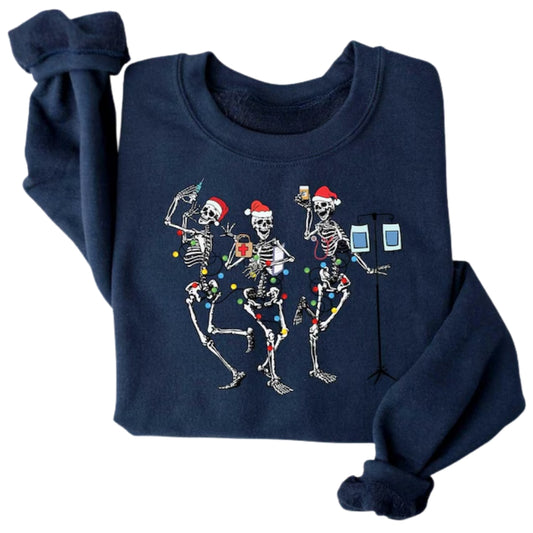 Skeleton Nurse Dance Christmas Sweatshirt, Funny Christmas Nurse Sweatshirt 2D0567