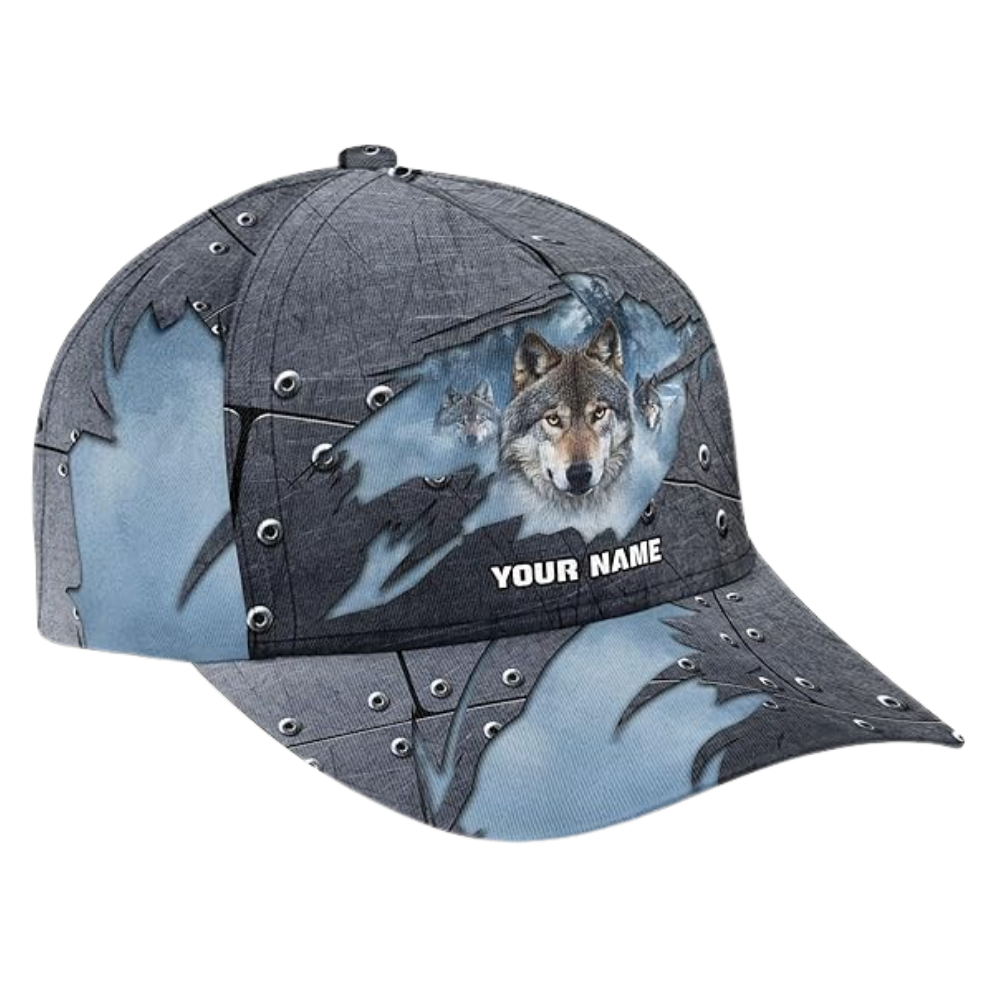 Personalized Wolf 3D Baseball Cap, Custom Name Wolf Caps Hats CP0215