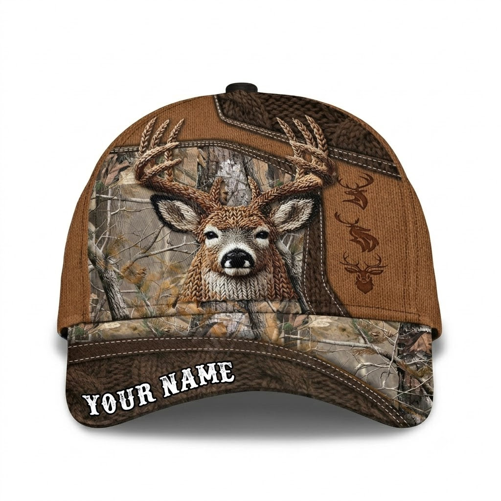 Deer Hunting Custom Faux Embroidered Baseball Cap 3D Printed, Custom Hunting Lover Hat CP0767