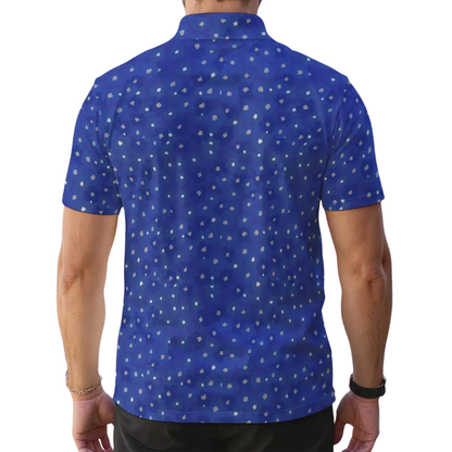 Matching Micro Flower Blue Couple Golf Polo Shirt, Floral Men And Women Matching Golf Shirts GE0480