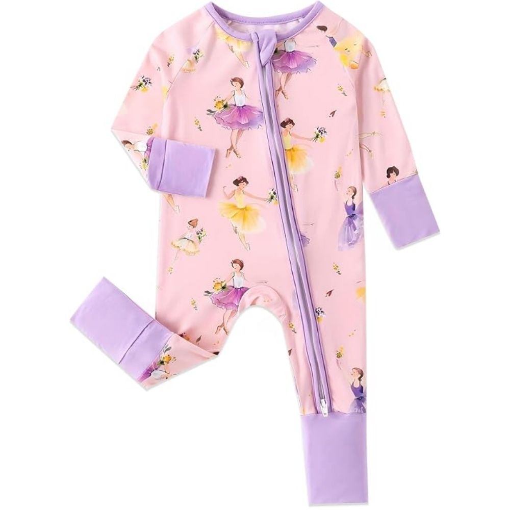 Ballet Girl Baby Romper Convertible Zippy Purple And Pink, Ballet Convertible Romper For Baby BB0387