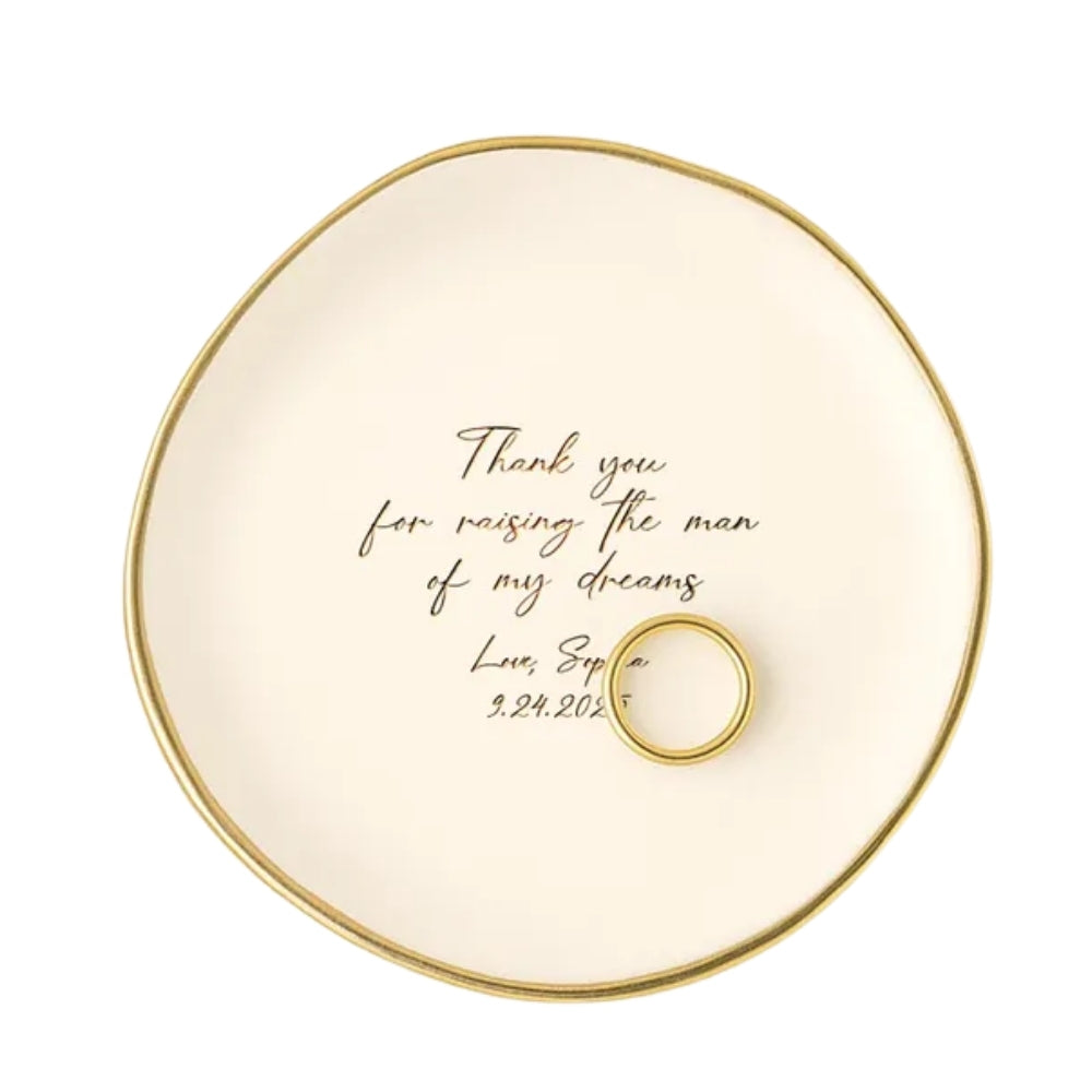 Thank You for Raising The Man of My Dreams Custom Wedding Ring Dish, Personalized Wedding Jewelry Dish For Mother In Law WD0138