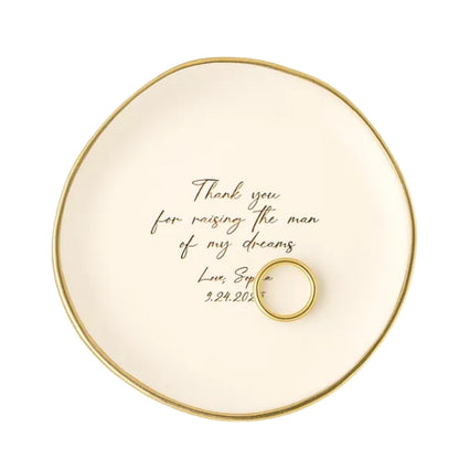 Thank You for Raising The Man of My Dreams Custom Wedding Ring Dish, Personalized Wedding Jewelry Dish For Mother In Law WD0138