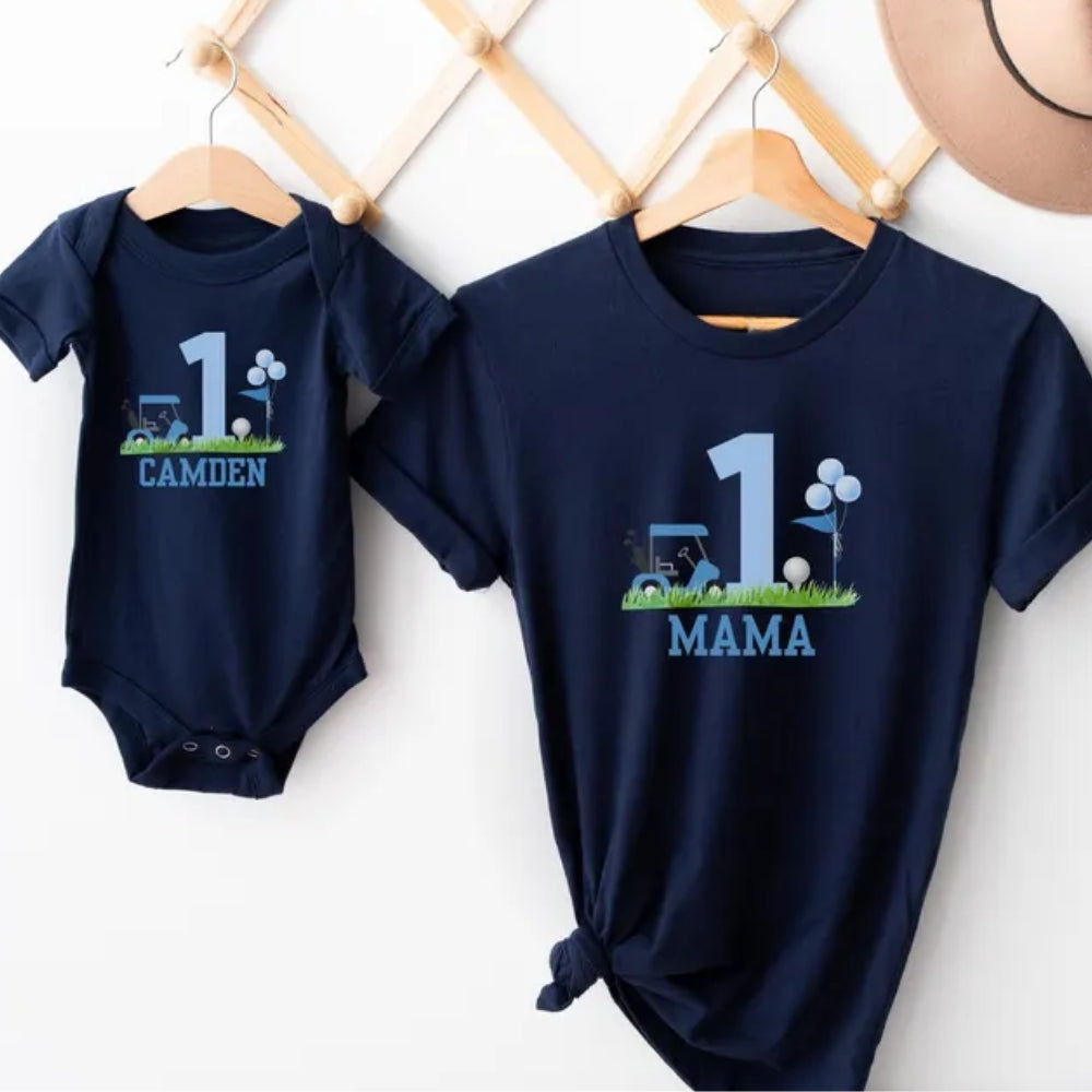 Custom Golf Matching First Birthday Family T Shirts, Custom 1st Birthday Family Shirts ET0241