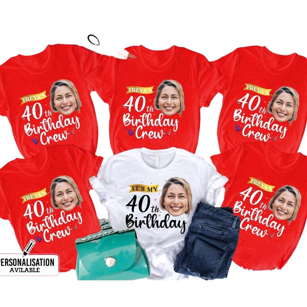 It's My 40th Birthday Custom Photo Matching T Shirts For Family, Custom 40th Birthday Matching Family Shirts ET0379