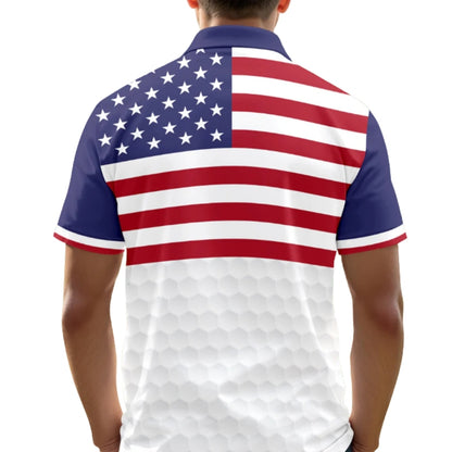 American Flag Custom Name Golf Polo Shirt For Men, Custom Patriotic Golf Shirts GZ0256