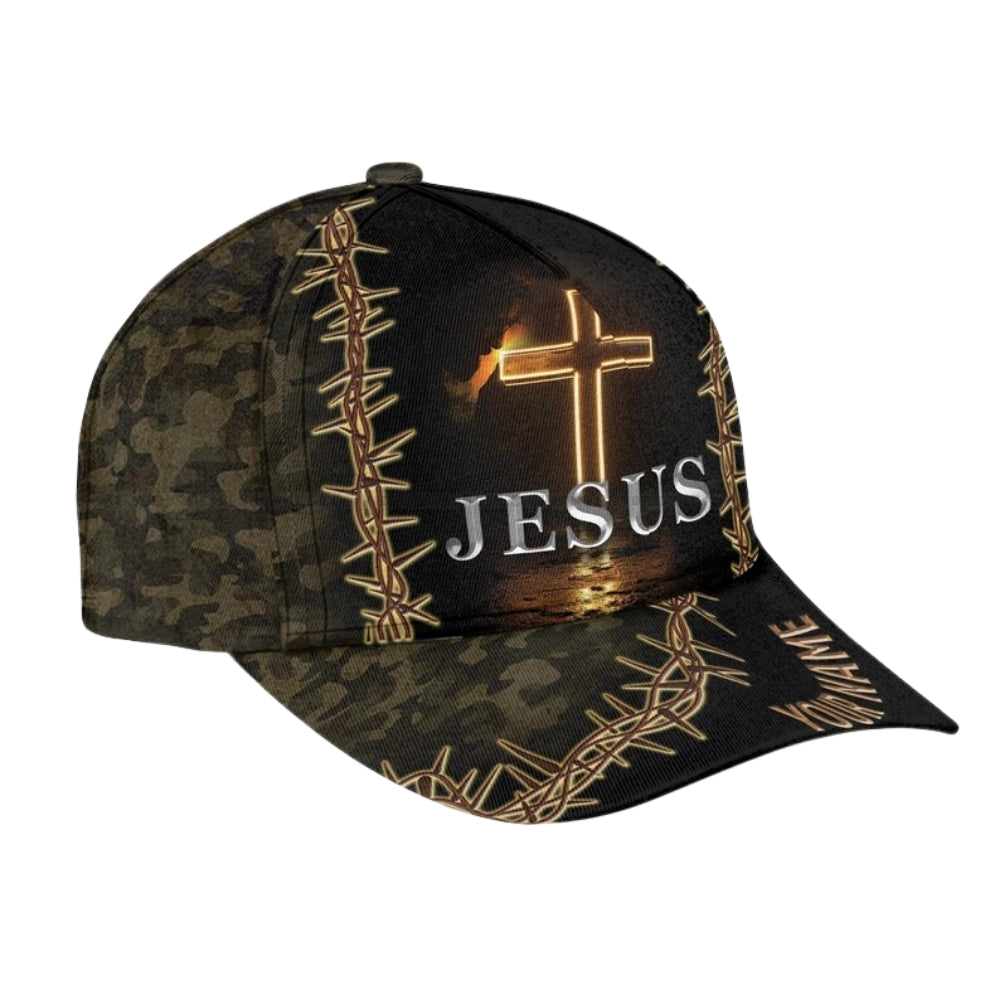 Custom Jesus Cross Camo Baseball Cap, Custom Christian Hats Caps CP0088