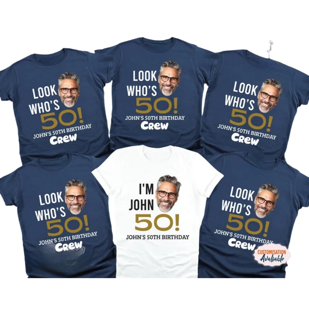 Custom Face 50th Birthday Matching T Shirts, Custom Photo Birthday Party Matching Shirts For Group ET0864